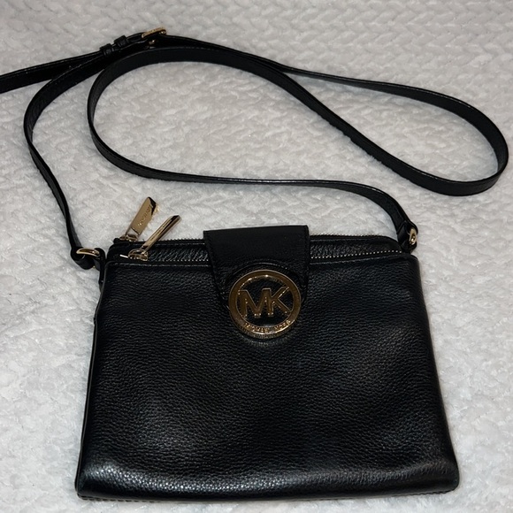 Michael Kors Crossbody Black Fulton Shoulder Purse Crossbody Double Zip - Picture 2 of 7